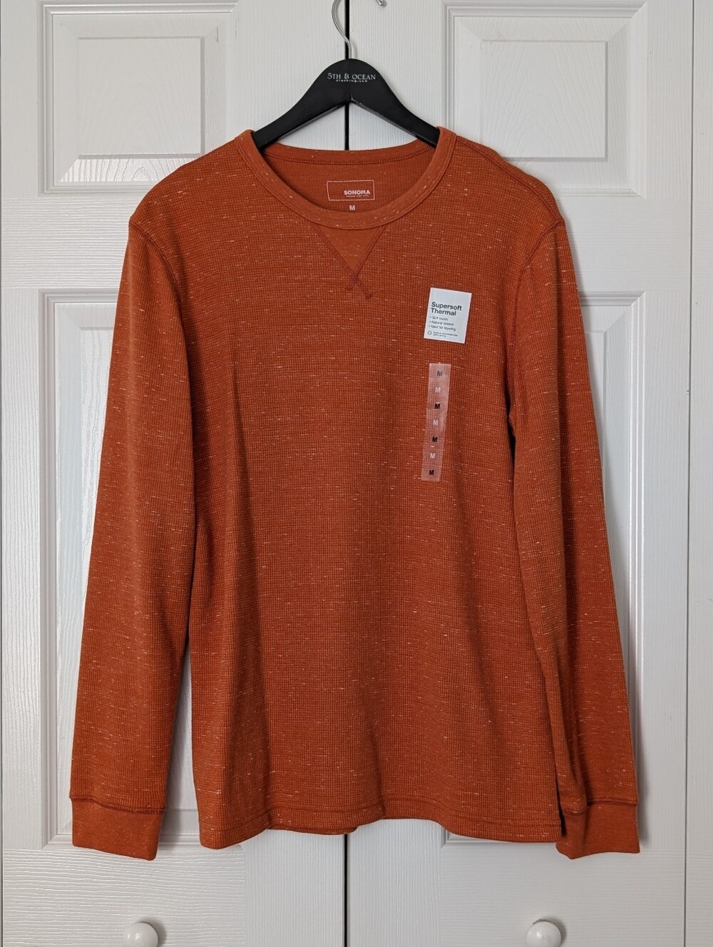 Sonoma Men’s Waffle Knit Crewneck Shirt - Rust Orange